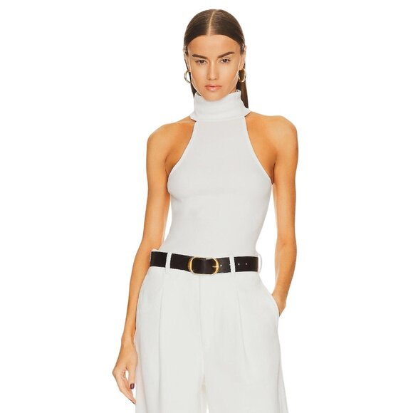 Helsa Tops - Helsa Turtleneck Tank in 2nd Skin Jersey in White Small New Womens Sleeveless